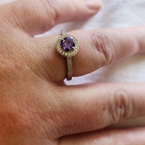 .925 Solid Sterling Silver Ring | Light Tanzanite Cubic Zirconia
